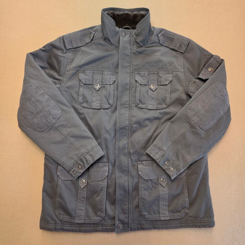 L.L. Bean Sherpa-Lined Cargo Field Coat Utility Jacket Gray Sz XL Thinsulate